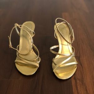 Nine West gold strappy heel